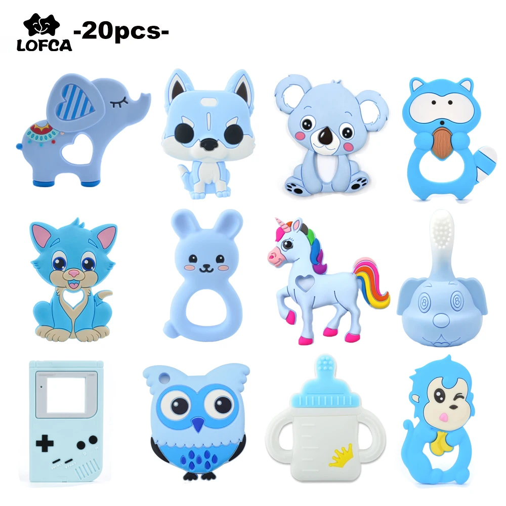 

LOFCA 20pcs/lot silicone Animal teether BaBy Teething Toy DIY Baby Silicone beads BPA Free Pendant Pacifiers