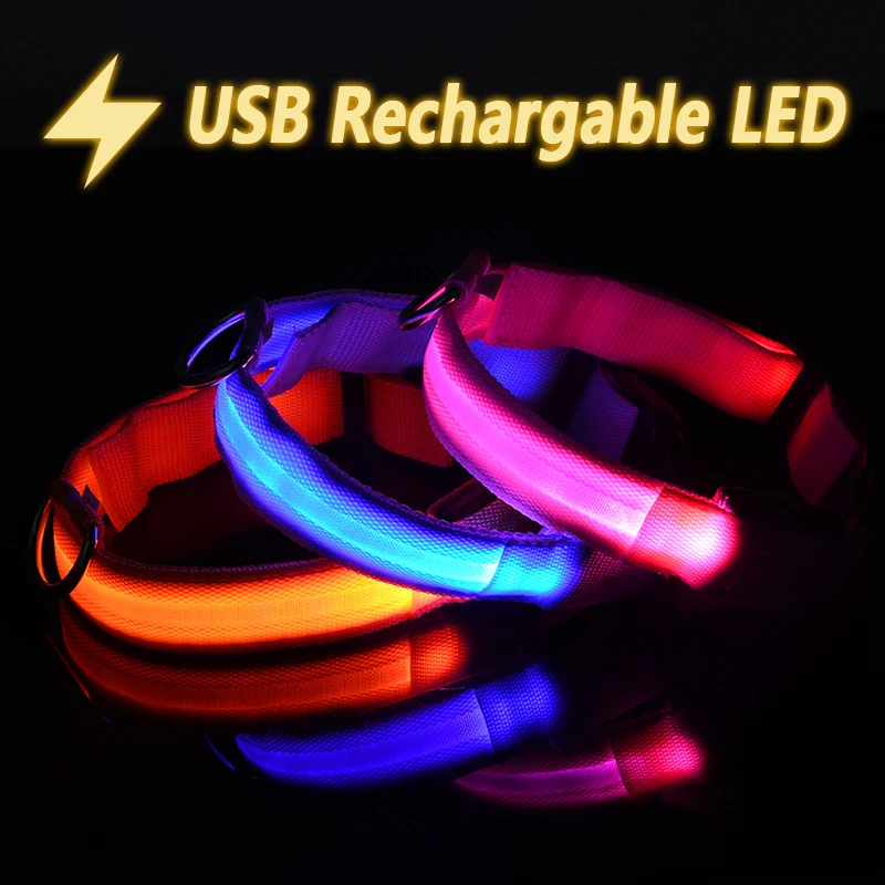 Ошейник для собаки мигающий USB Перезаряжаемый светодиодный светильник