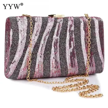 

Women Evening Party Handbag And Purse Elegant Wedding Bride Clutch Bag Sequin Designer Zebra Striped Clutches Wedding Box Bags