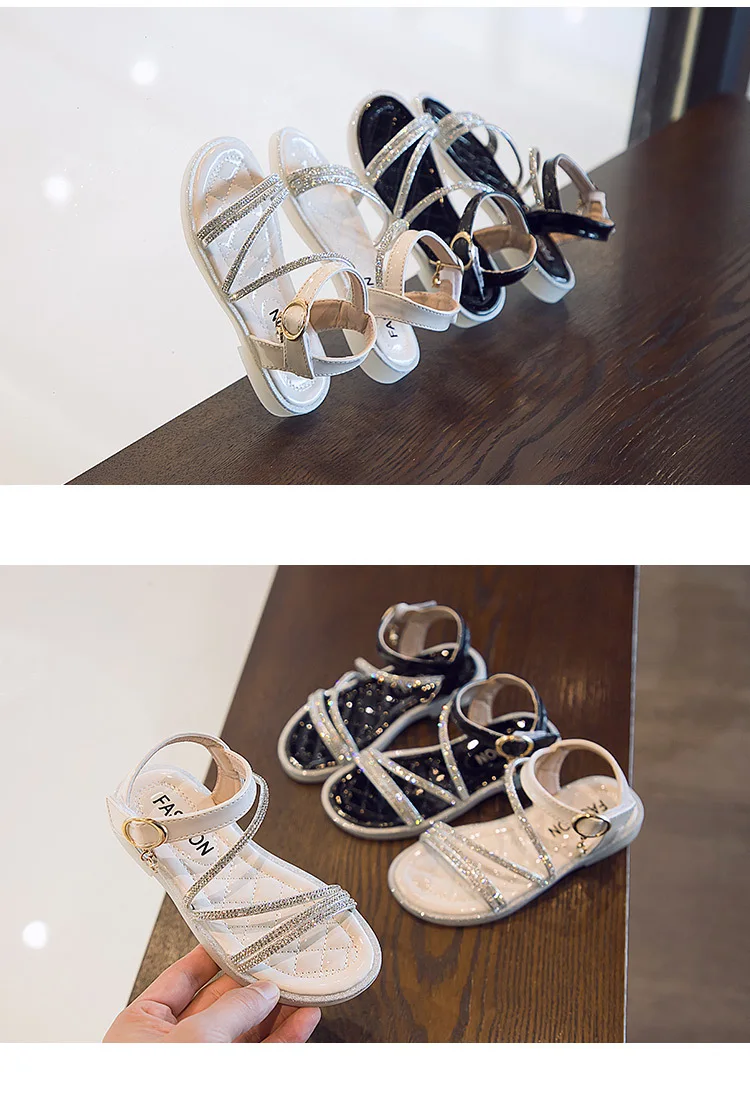 B&G Girls  Princess Sandals Dimond Childrens Princess Shoes Soft Anti-slip Beach Shoes Dancing Shoes