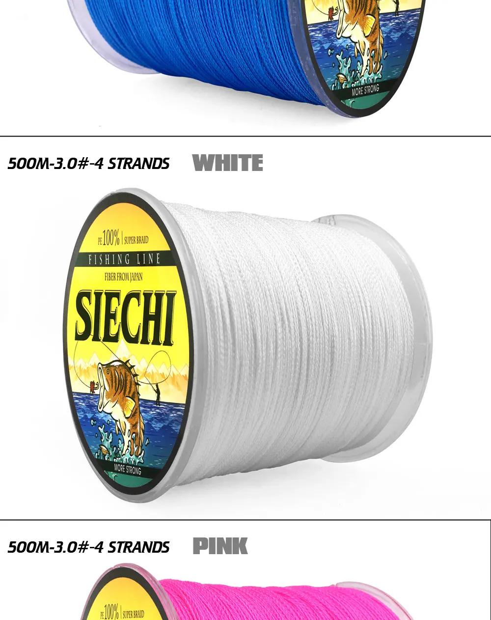 SIECHI PE плетеная леска, многофиламентная, 500 м, 4 нити, корд, леска для ловли карпа, для пресной и соленой воды, 12-83 фунта