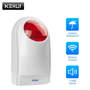 KERUI-J008 무선 야외 외부 플래시 LED 스트로브 라이트 사이렌, GSM PSTN 홈 보안 음성 도난 경보 시스템