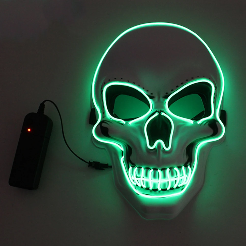 LED Luminous Masks Halloween Glowing Skull Shape Mask Masque Light Glow In The Dark Face Cover
