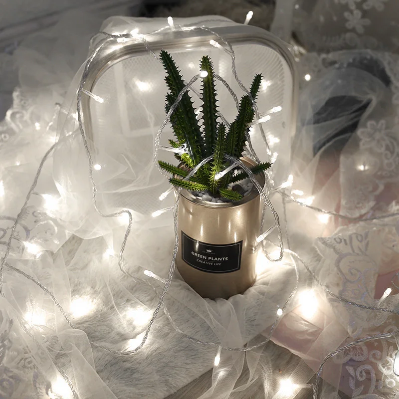 

1/2/3M LED String Light Home Christmas Wedding Party Decoration Silver Wire Fairy Warm White Garland Powered By Battery Batter