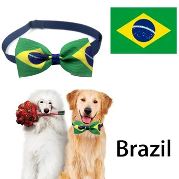 

Brazil Flag Print Cat Dog Bow Ties Pet Bows Collar Small Dog Cat Bowtie Small Dog Grooming Accessories Pet Supplies