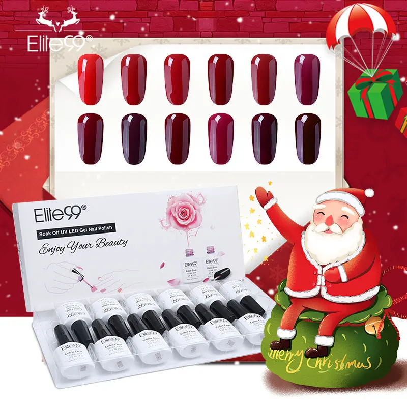 Elite99 10 мл винно красный цвет Гель лак для ногтей с подарочной коробкой