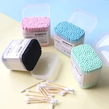 100PC/300PC Cotton Swab Double-ended Disposable Cotton Swabs Alcohol Cotton Wipe Ear Cleansing and Makeup Remover Cotton