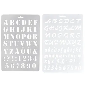 

2pcs Lettering Stencils, Letter and Number Stencil, Painting Paper Craft Alphabet and Number Stencils - 2 & 1