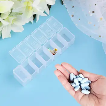 

Portable 7 Day Weekly Clear Tablet Pill Box Medicine Holder Splitters Buckle Design Can Hold Jewelry And Small Items Storage Box
