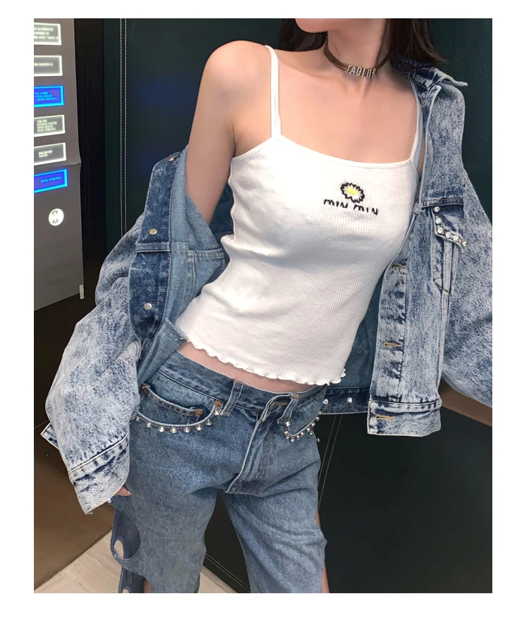 2020 sexy hollow out sequines tassel jeans coat Women Beading Rivet Vintage Boyfriend denim jacket coat Female Long Sleeve Coat