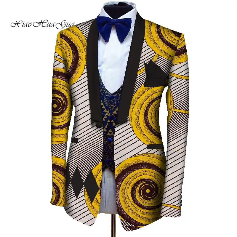 Африканский Для мужчин одежда костюм куртки костюмы для торжественных случаев пальто Бизнес Дашики Базен Riche Анкара партии блейзер для