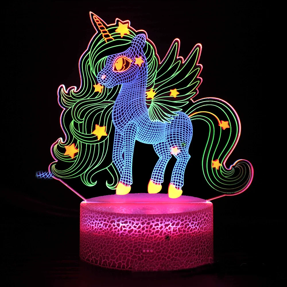3 Acrylic Plates 3D Night Lights Colorful Illusion Table Lamp Unicorn Bedroom Decor Light Birthday Christmas Gifts for Girls nite light