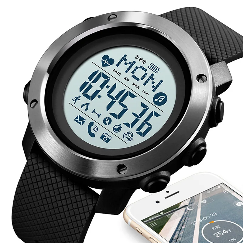 New SKMEI Bluetooth Smart Watch Men Brand Smartwatch For Android Wear Android OS IOS Sport Watch Compass Relógio inteligente