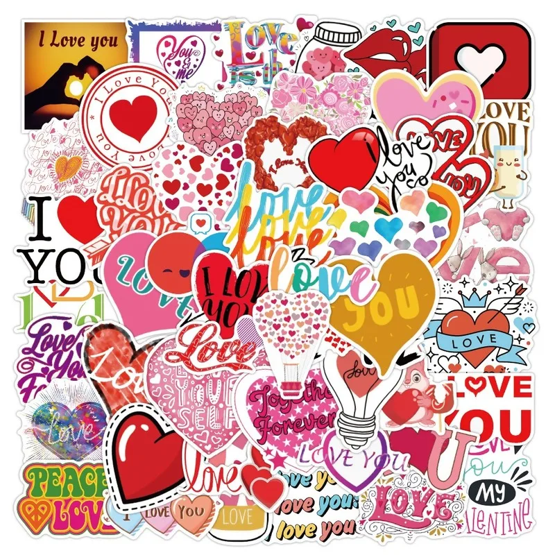 

50pcs Valentine's Day Stickers Cute Pink Sticker Waterproof Graffiti Decal for Laptop Guitar Motorcycle Suitcase Fridge Kid Toys