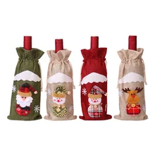 Рождественское красное вино бутылочные крышки мешок Санта Клаус Снеговик белье Чехлы для бутылки шампанского для рождественской вечеринки украшение на стол для дома
