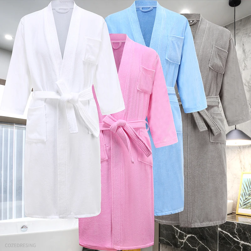 Women Star Hotel 100 Cotton Thick Terry Bathrobe Plus Size Kimono Bath Robe Winter Warm Towel Dressing Gown Sleepwear Men Robes Robes Aliexpress