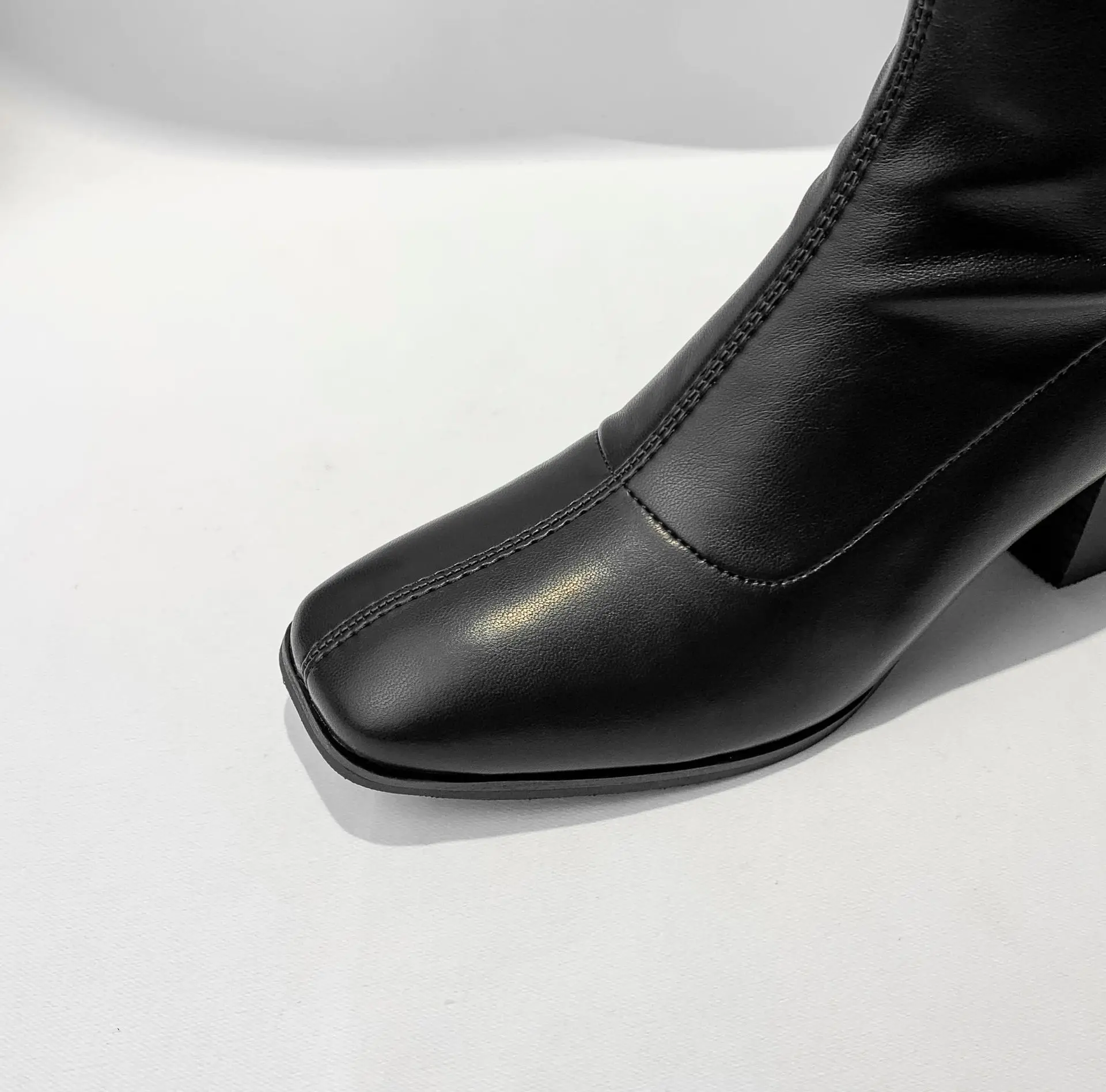 Women's Boots 2020 New Martin Boots Square Toe Thick Heel Nude Boots British Style Chelsea Short Boots Q14-30