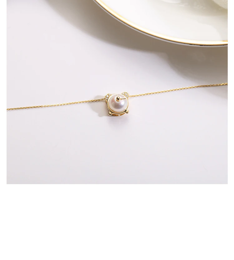 Chic& Charms 9K& 14K Настоящее розовое золото натуральный жемчуг ожерелье с бриллиантами дизайн женские ювелирные изделия