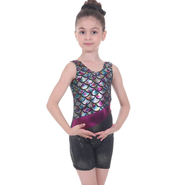 Kids Girls Sleeveless Ballet Dress Children Dance Scales Pattern Clothing Leotard Dresses Child Swimsuit Gymnastics Dancewear HG2078