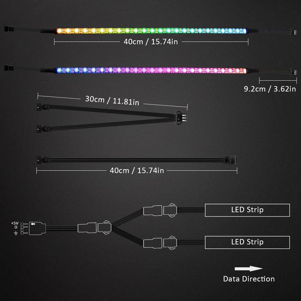 US $8.89 Addressable WS2812b LED Strip For PC For ASUS Aura SYNCMSI Mystic Light SYNCGIGABYTE RGB Fusion 5V 3Pin Header On Motherboard