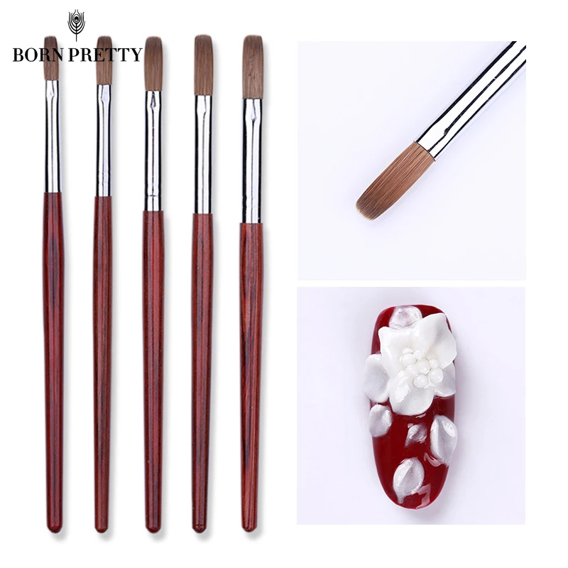 

Acrylic Nail Brush Wooden Handle Mixed Size Soft Brushes for Acrylic Powder Painting 3D Flower Nails Design Extension Tools