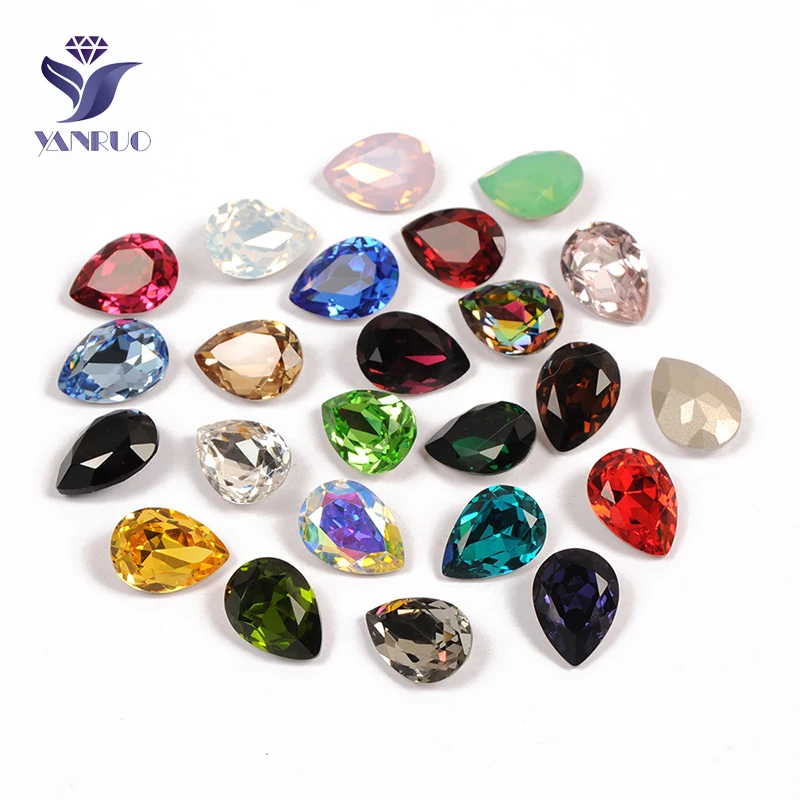 

YANRUO 4320 Drop Strass Crystal Stone Crafts Gems Teardrop K9 Point Back Sewing Rhinestones All For Needlework And Decoration