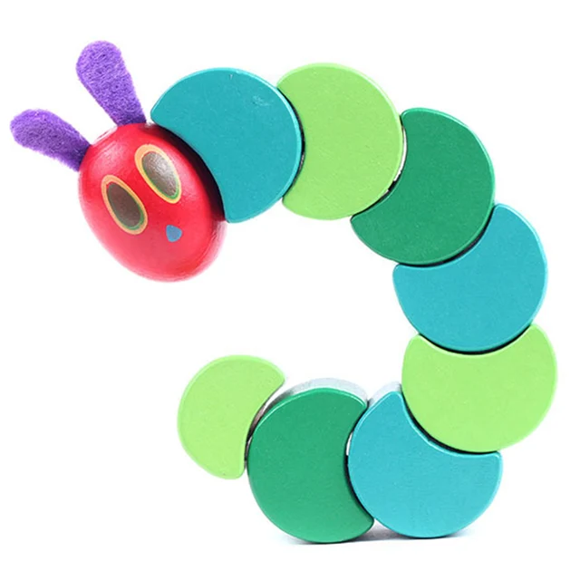 Baby Wooden Block Baby Fingers Flexible Blocks Toy Wood Insects Twist The Very Hungry Caterpillars 3