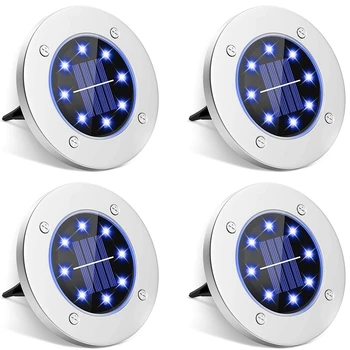 

Solar Ground Lights Outdoor 4 Pack, 8 LED Colored Solar Disk Garden Lights Waterproof Inground Landscape Lighting