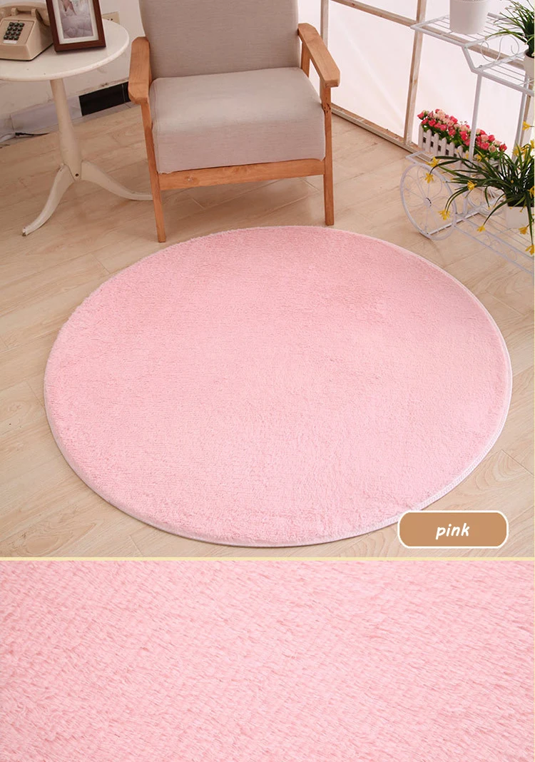 120 x 120cm Round Plush Carpet Soft Living Room Bedroom Rug Floor Mat Home Decor Short-haired Silky Plush Carpets Warm Mats