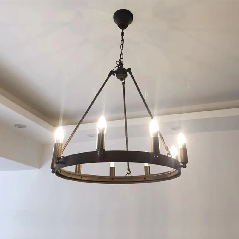 Black Chandeliers Industrial Iron Lighting Candle Light Hanging Ceiling Chandelier Fixture Dining Kitchen Bedroom Living Room antique chandeliers