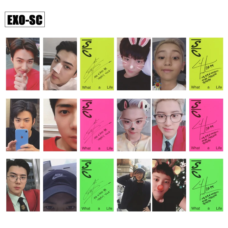 

Youpop KPOP EXO SC SEHUN CHANYEOL What a Life Album Photo Card Hip Hop Self Made Paper Cards Autograph Photocard XK633