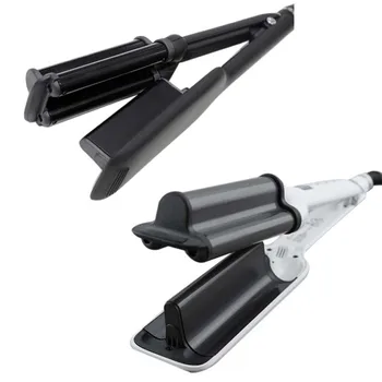 買取 32ミリメートルディープ波髪ヘアアイロンセラミックトリプルバレルビッグ波カーラービッグ段ボールヘアカーラー米国のプラグイン