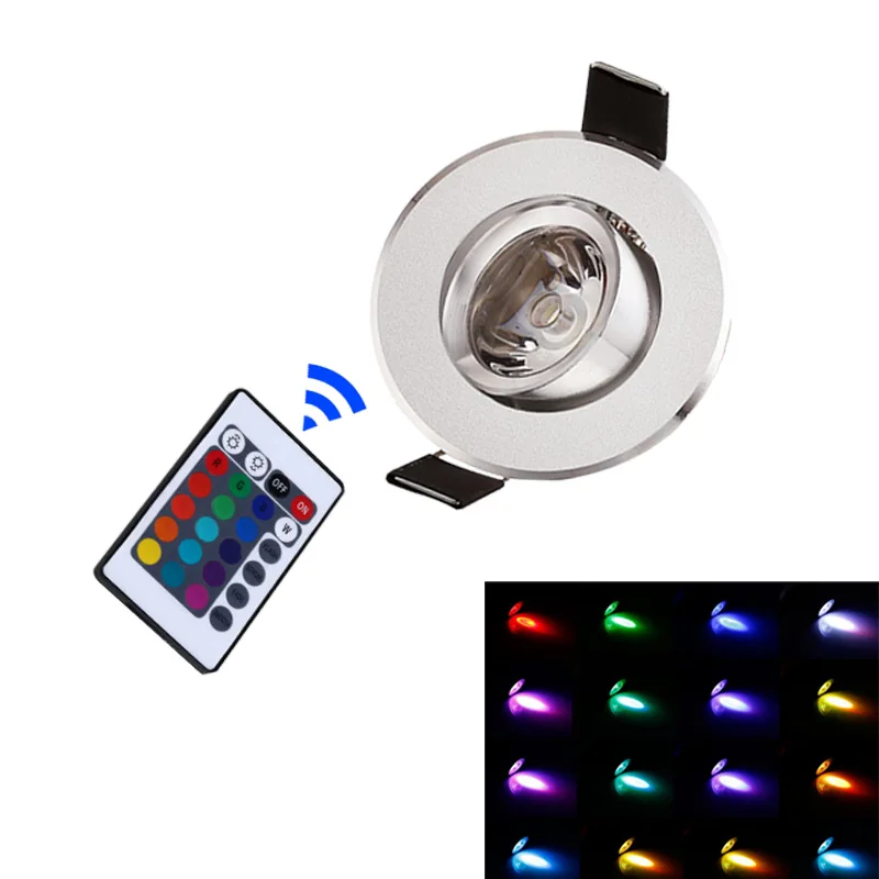 LED Downlight RGB Recessed Lamp Round 3W Remote Control Lighting AC 110V 220V Spot Light Bar Living Room LED Downlight RGB Recessed Lamp Round 3W Remote Control Lighting AC 110V 220V Spot Light Bar Living Room