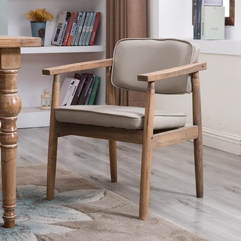 

Dining chair home Nordic solid wood modern minimalist restaurant chair back new Chinese desk fabric simple armchair