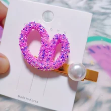 1 шт., заколка для волос с жемчугом, розовая шпилька с блестками, заколки для волос с кроличьими ушками, заколки для волос, ювелирная тиара, Pince Cheveux Femme, аксессуары для невесты