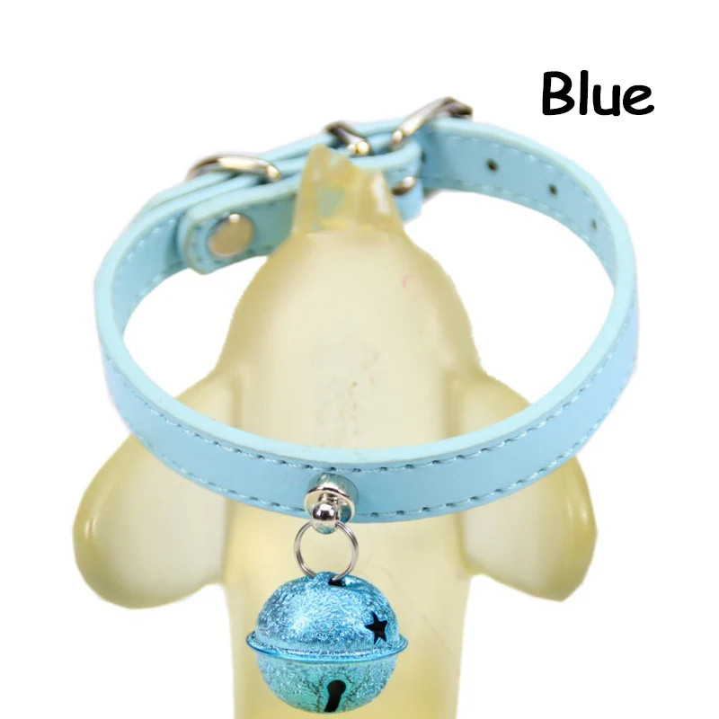 Blue Ошейник для кошек с колокольчиком без шума Регулируемая пряжка PU ремешок собачий ошейник для щенка маленькие товары для животных, кошек аксессуары для кошки, собаки - Цвет: Blue