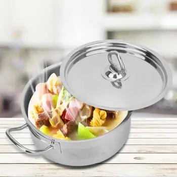 

20cm Diameter Stainless Steel Cooking Pot Cookware Household Kitchen Tool with Dual Handle Cookware Tool