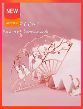 

Metal brass art openwork bookmark lovely cat gift female retro classical Chinese style cultural creation product student's tasse