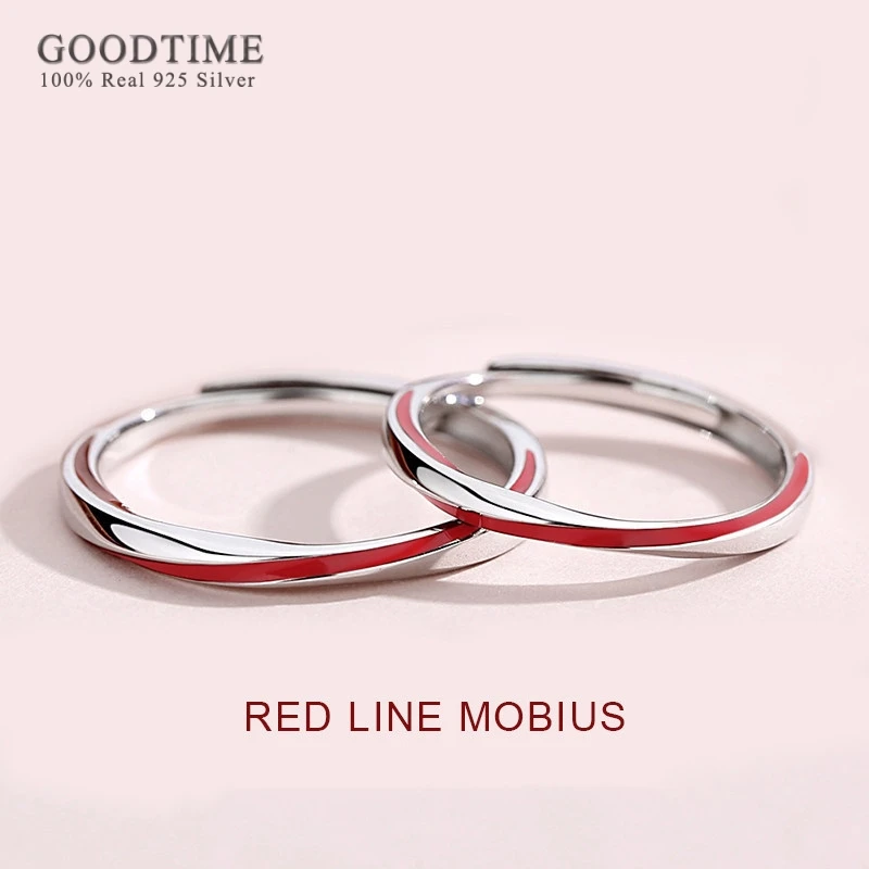 Trendy Red Color Couple Ring Pure100% 925 Sterling Silver Rings For Women Men  Anniversary Jewelry Gift For Party 5