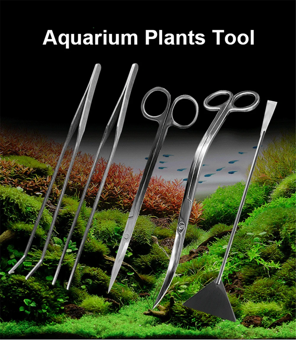 Aquarium Cleaning Accessory Stainless Steel Scissor Tweezers Spatula Algae Scraper Storage Rack Fish Tank Aquascape Plant Tool