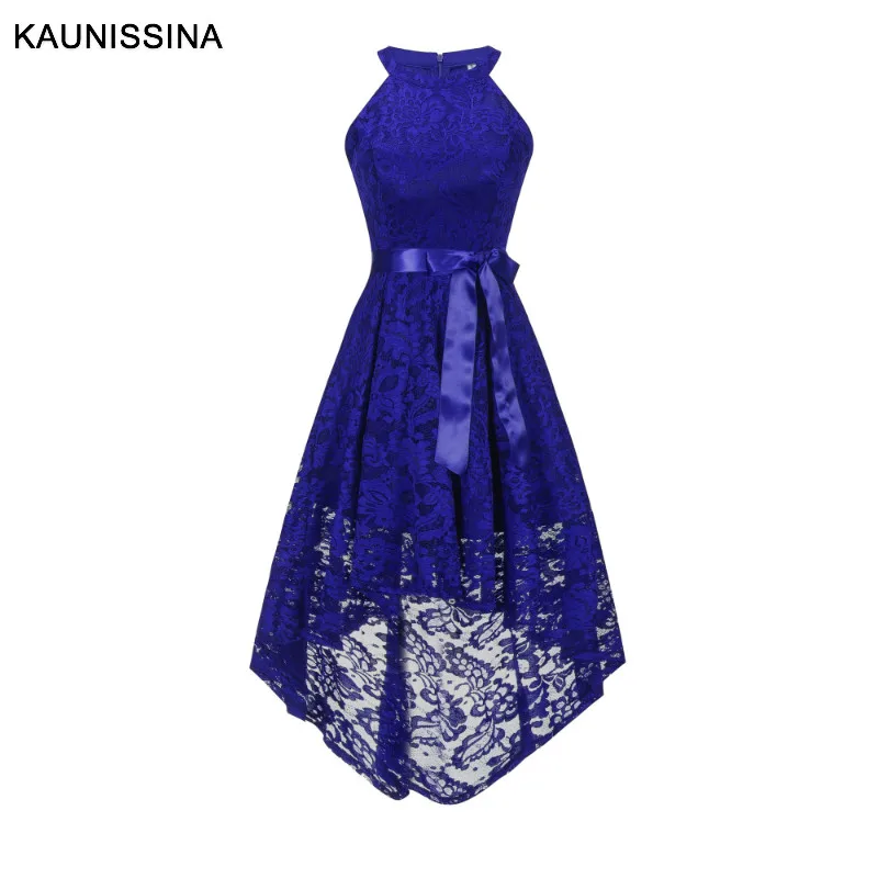KAUNISSINA, кружевное коктейльное платье с бретелькой через шею, асимметричный бант, сексуальное платье для выпускного вечера, Дамское Платье Vestidos