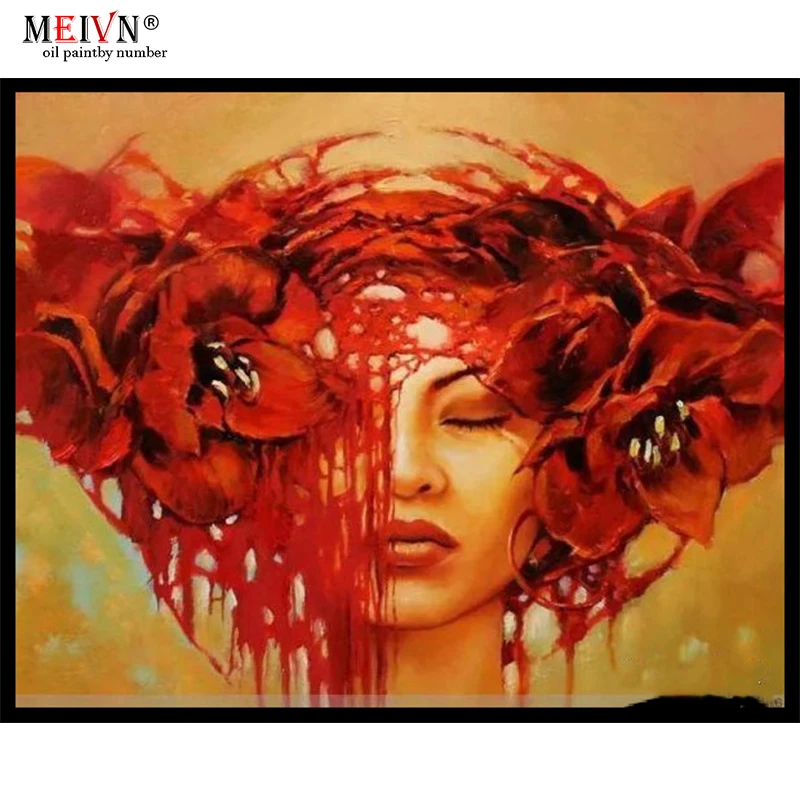 Meivn, красивый женский цветок, сделай сам, масляная скоростная краска, художественная краска по номерам, набор, акриловая краска, холст для дома, аксессуары, DecorationG