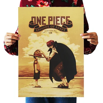 

Classic Anime One Piece Character Poster Luffy and Ace Wall Art Sticker Kraft Paper Home Dormitory Decorative Painting