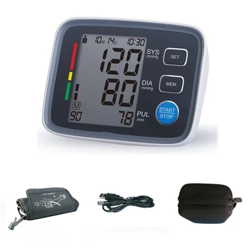 

USB Chargeable Medical Equipment Pulse measurement tool Portable LCD digital Upper Arm Blood Pressure Monitor Tonometer with Bag