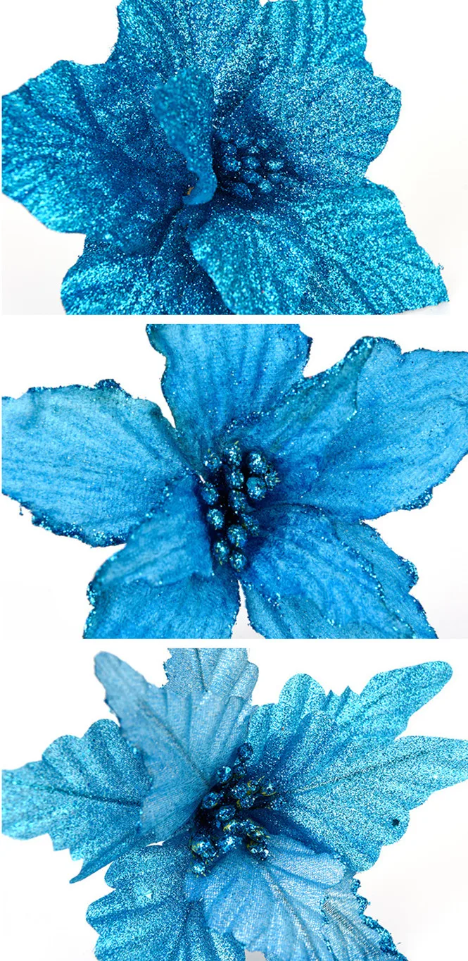 Teellook 5pcs handmade Christmas flower Christmas wreath rattan Christmas tree flower decoration
