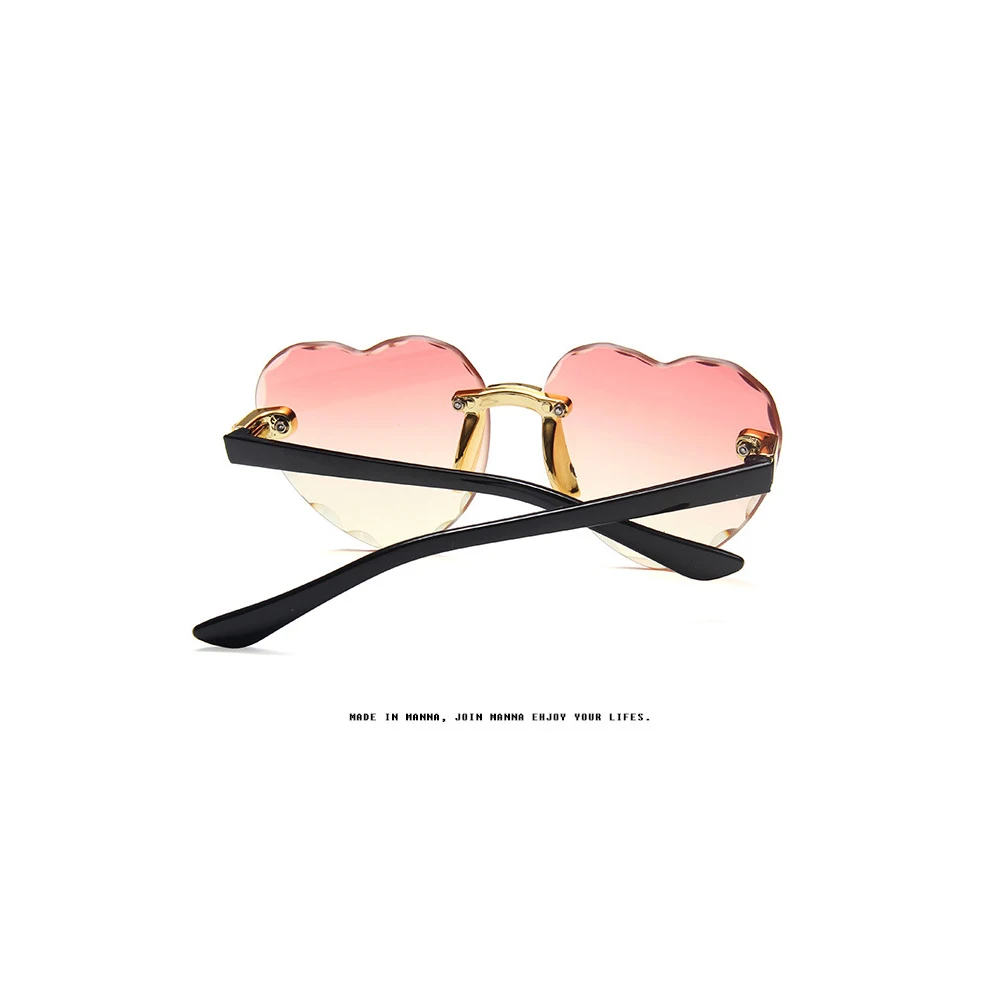 1PC Girls Cute Heart Rimless Frame Sunglasses Children Kids Gray Pink Red Lens Fashion Boys Girls UV400 Protection Eyewear New