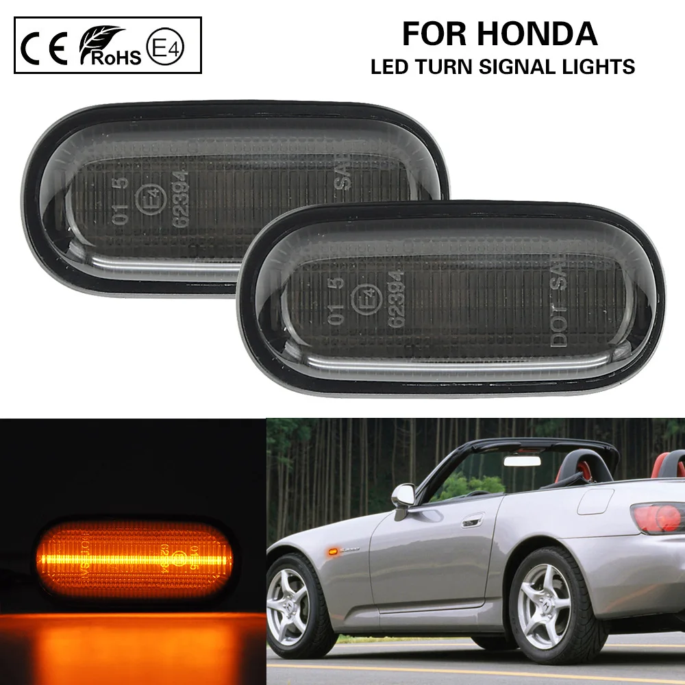 2xSmoked светодиодный Авто Боковой габаритный фонарь поворота светильник для Honda S2000 Accord Civic Prelude CRX Fit
