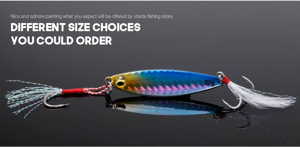 VTAVTA 15g 20g Metal Jigging Lure Vib Ice Fishing Lures Wobblers Artificial Bait For Fish Lure Pike Fishing Spoon Trout Area