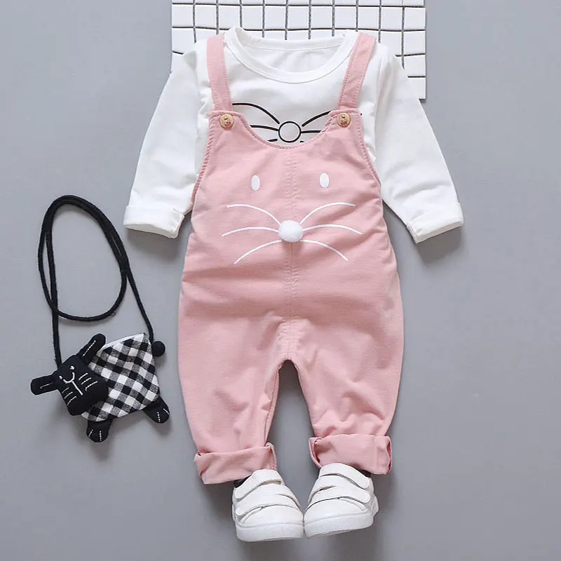 white pink Весенняя одежда для новорожденных девочек, модный костюм, футболка+ штаны, верхняя одежда для маленьких девочек, спортивный костюм, одежда - Цвет: white pink