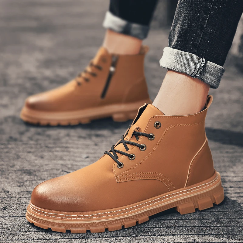 New Work Boots Men's Boots Men's Shoes Adult Brown Black Motorcycle Boots Comfortable Ankle Boots Autumn Shoes Men's Shoes
